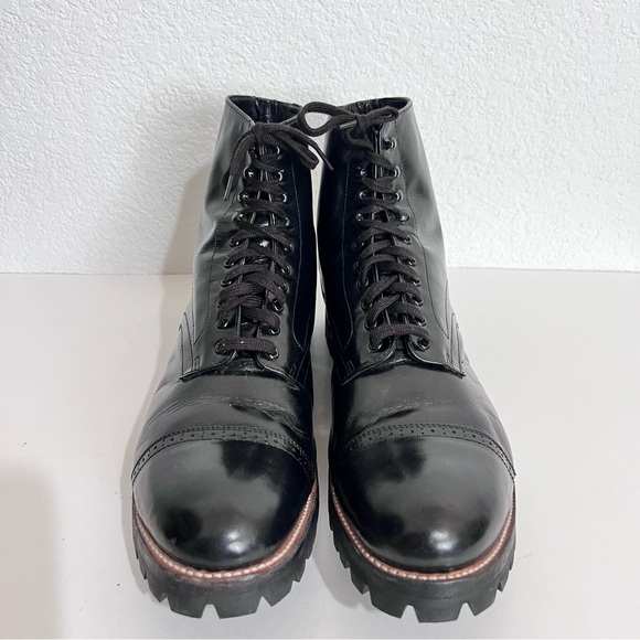 Stacy Adams Madison Cap Toe Black Leather Lace Boots Size 13 - Picture 9 of 15